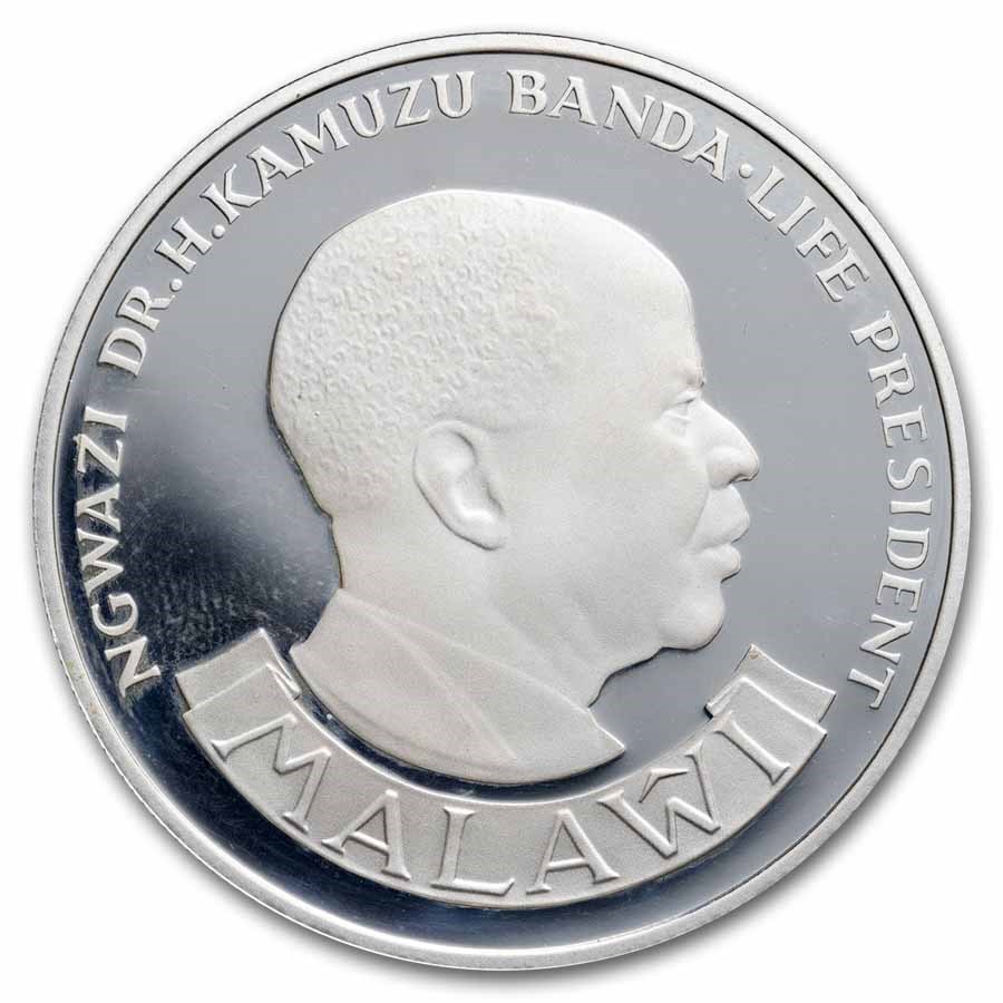 1975 Malawi Silver 10 Kwacha Proof (10th Ann of the Bank)