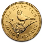 1975 Mauritius Gold 1000 Rupees Conservation Series Flycatcher BU