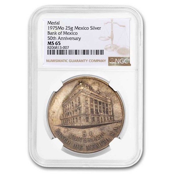 1975-Mo Mexico Bank of Mexico 50th Anniv. Medal MS-65 NGC 1975-Mo Mexico Bank of Mexico 50th Anniv. Medal MS-65 NGC