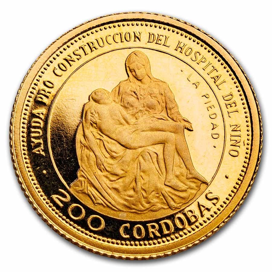 Buy 1975 Nicaragua Proof Gold 200 Cordobas Pieta APMEX
