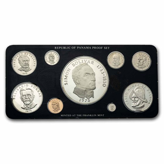1975 Panama Silver 9-Coin Proof Set (no Box/COA) 1975 Panama Silver 9-Coin Proof Set (no Box/COA)