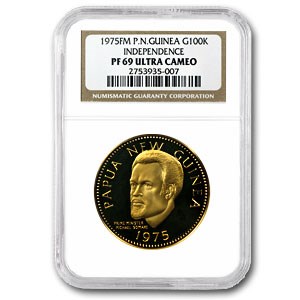 1975 Papua New Guinea Gold 100 Kina PF-69 NGC (UCAM) 1975 Papua New Guinea Gold 100 Kina PF-69 NGC (UCAM)