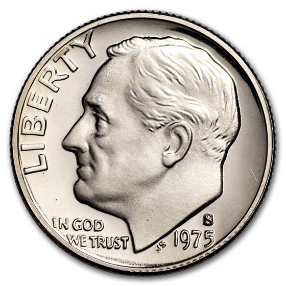1975-S Roosevelt Dime 50-Coin Roll Proof