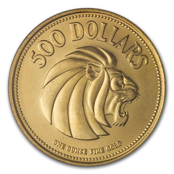 1975 Singapore 1 oz Gold $500 10th Anniv of Independence BU 1975 Singapore 1 oz Gold $500 10th Anniv of Independence BU
