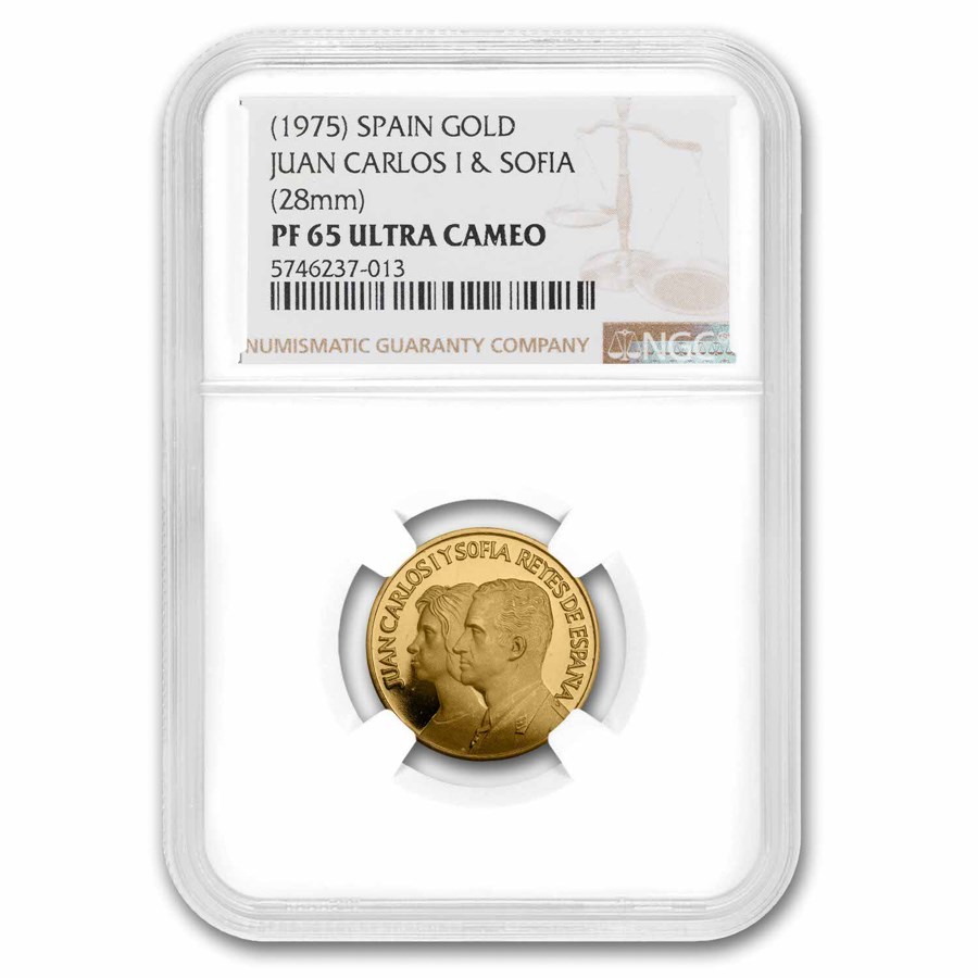 (1975) Spain Juan Carlos & Sofia Proof Gold Medal PF-65 NGC