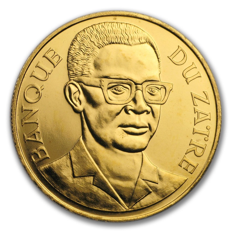 1975 Zaire Gold 100 Zaires Conservation Series BU