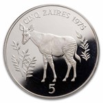 1975 Zaire Proof Silver 5 Zaires Conservation PR-68 PCGS