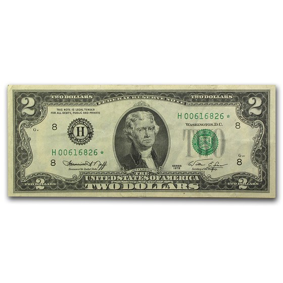 1976* $2.00 FRN's VG/AU (Star Note, Random Districts)