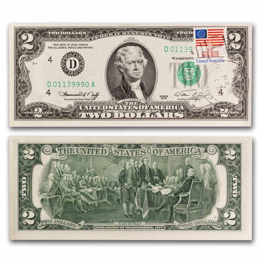 1976 $2 FRN w/Cancelled Stamp Avg Circ (Various Dates and Stamps)
