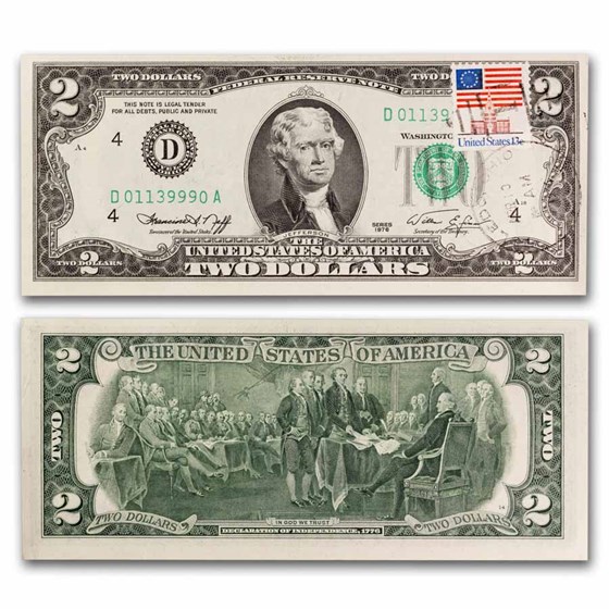 1976 $2 FRN w/Cancelled Stamp Avg Circ (Various Dates and Stamps) 1976 $2 FRN w/Cancelled Stamp Avg Circ (Various Dates and Stamps)