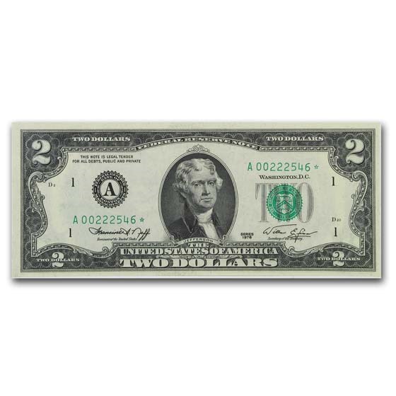 1976* (A-Boston) $2.00 FRN CU (Fr#1935-A*) Star Note 1976* (A-Boston) $2.00 FRN CU (Fr#1935-A*) Star Note