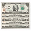 1976 (A-Boston) $2 FRN 1st Day Stamp CU (Fr#1935-A) 5 Consecutive