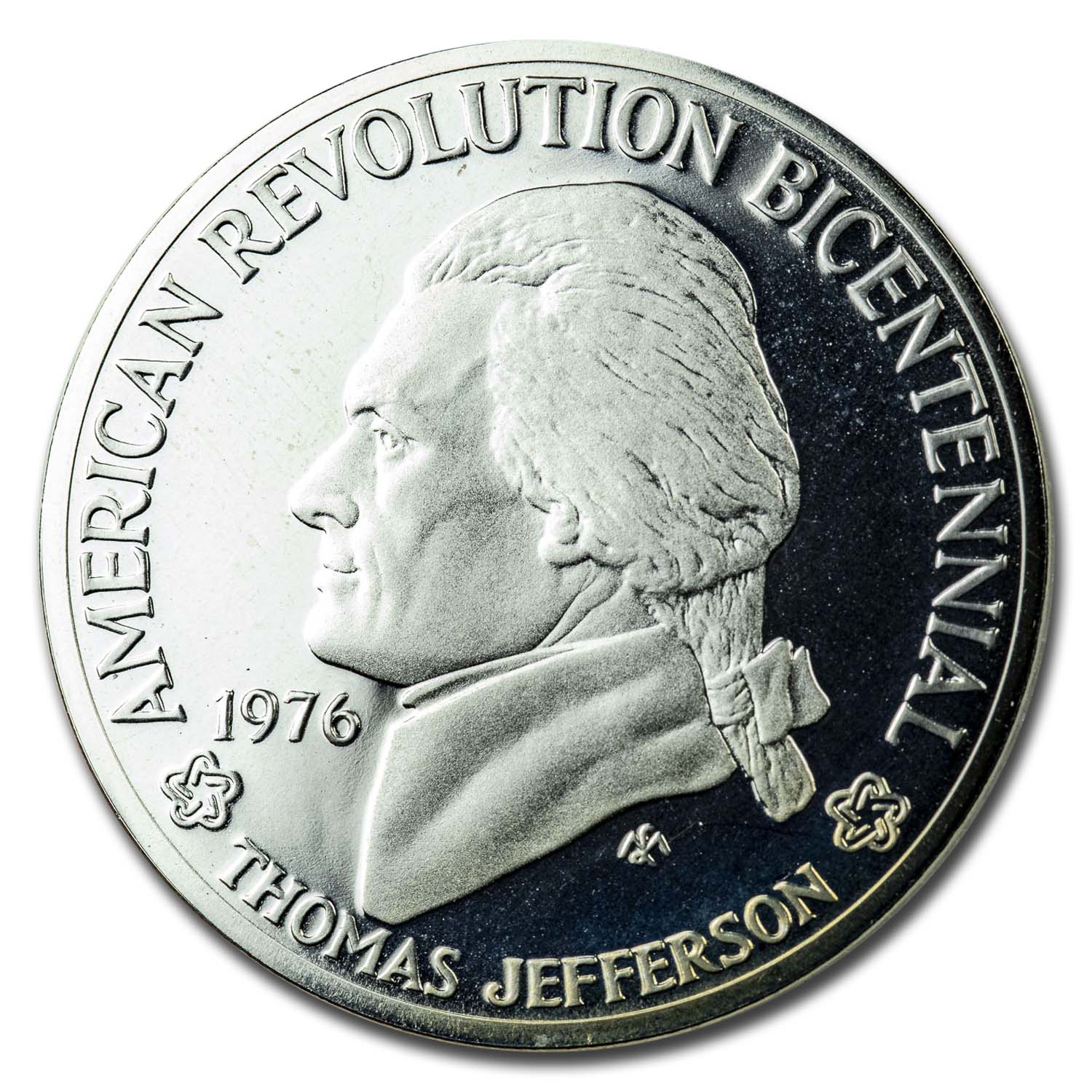 1976 Thomas Jefferson American Revolution Bicentennial Commemorative Sterling Silver Medal with display box and fact sheet