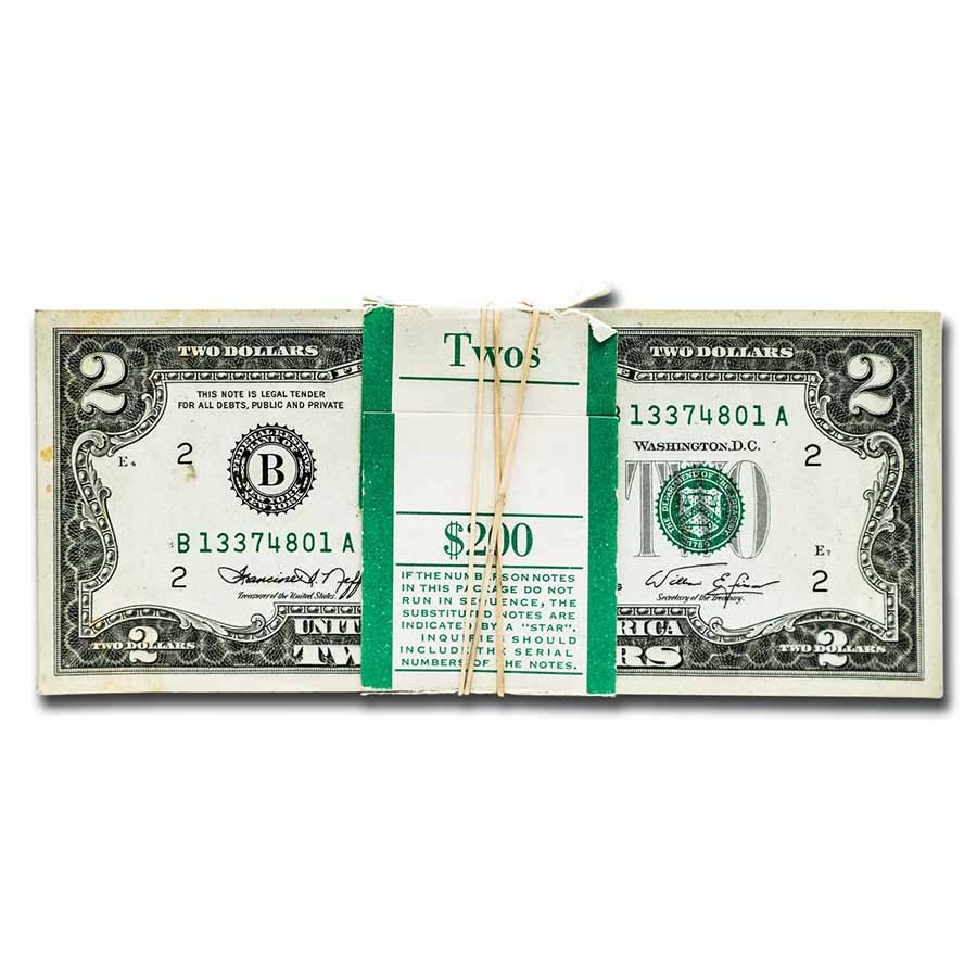 1976 (B-New York) $2.00 FRN CU (Fr#1935-B) 100 Consecutive