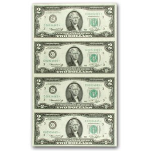 1976* (C-Philadelphia) $2.00 FRN CU (Fr#1935-C*) 4 Uncut 1976* (C-Philadelphia) $2.00 FRN CU (Fr#1935-C*) 4 Uncut