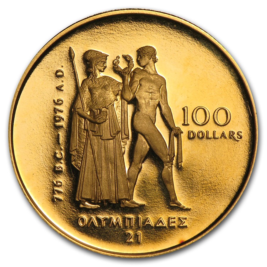 1976 Canada 1/2 oz Proof Gold $100 Olympic