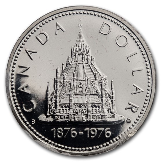 1976 Canada Silver Dollar Specimen (Parliament Library w/OGP) 1976 Canada Silver Dollar Specimen (Parliament Library w/OGP)
