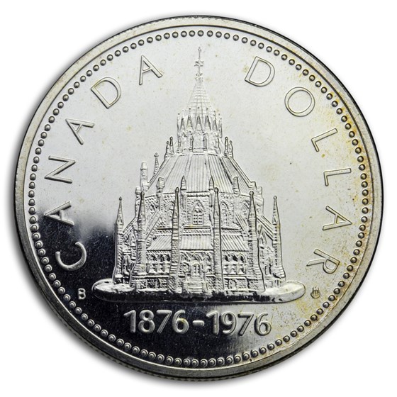 1976 Canada Silver Dollar Specimen (Parliament Library) 1976 Canada Silver Dollar Specimen (Parliament Library)