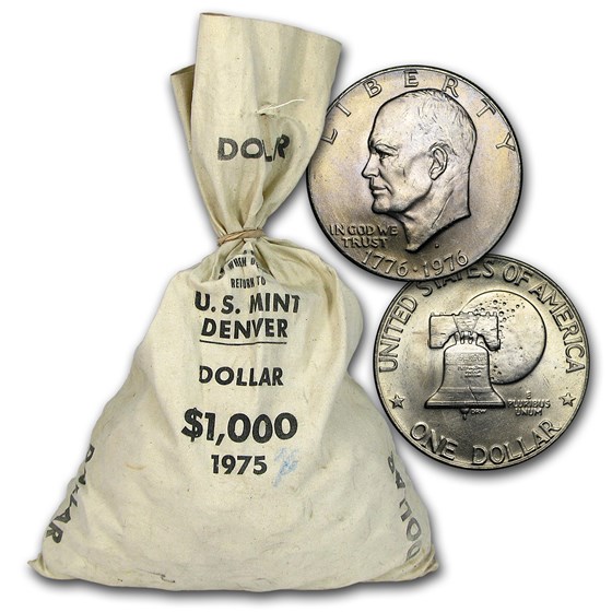 1976-D Clad Eisenhower Dollar Type 2 $1,000 Bag BU 1976-D Clad Eisenhower Dollar Type 2 $1,000 Bag BU