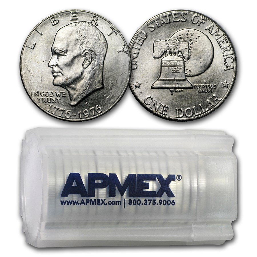 1976-D Clad Eisenhower Dollars 20-Coin Roll BU (Type-2)