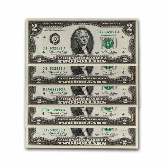 1976 (D-Cleveland) $2.00 FRN CU (Fr#1935-D) 11 Consecutive 1976 (D-Cleveland) $2.00 FRN CU (Fr#1935-D) 11 Consecutive