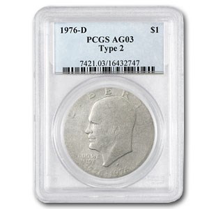 1976-D Eisenhower Dollar Type-2 AG-3 PCGS (Low Ball Registry) 1976-D Eisenhower Dollar Type-2 AG-3 PCGS (Low Ball Registry)