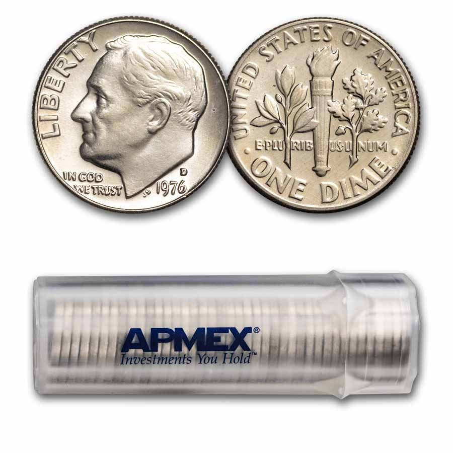 1976-D Roosevelt Dime 50-Coin Roll BU