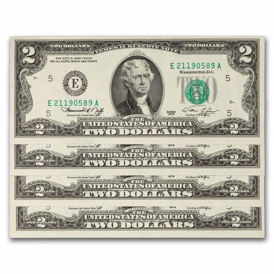 1976 (E-Richmond) $2.00 FRN CU (Fr#1935-E) 4 Consecutive