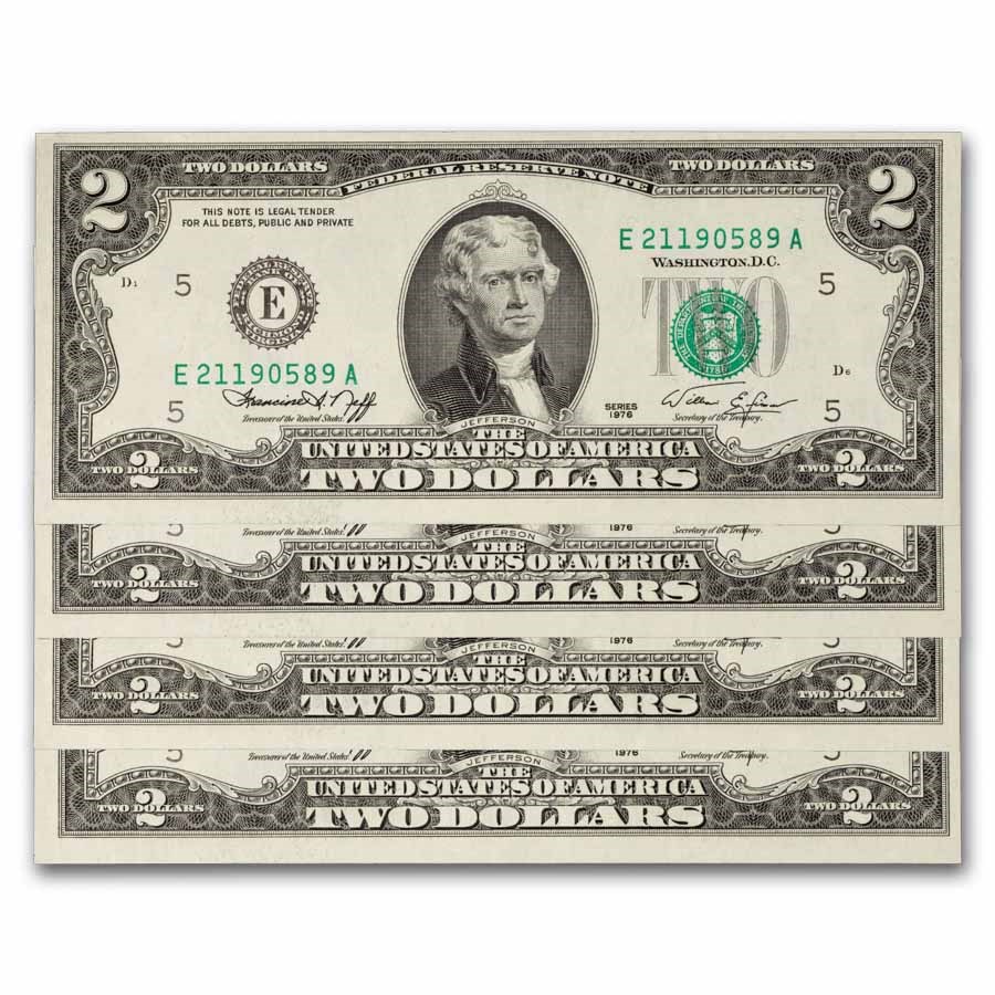 1976 (E-Richmond) $2.00 FRN CU (Fr#1935-E) 4 Consecutive