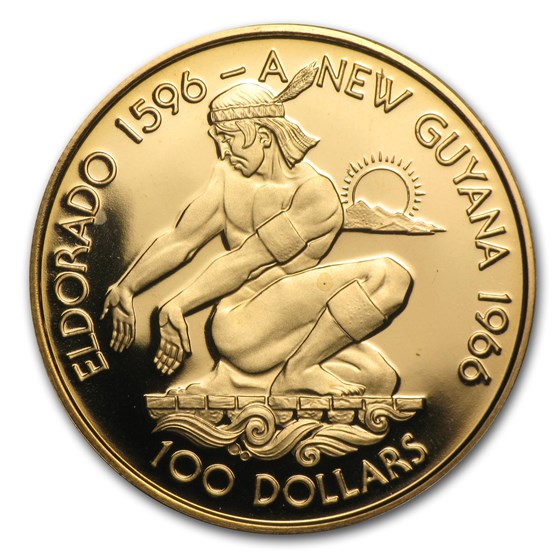 Buy 1976 Guyana Gold 100 10th Anniversary of Independence Proof APMEX