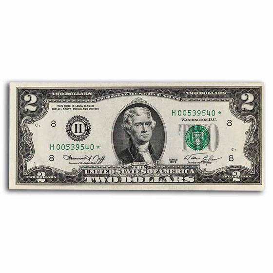1976* (H-St. Louis) $2.00 FRN AU (Fr#1935-H*) Star Note 1976* (H-St. Louis) $2.00 FRN AU (Fr#1935-H*) Star Note
