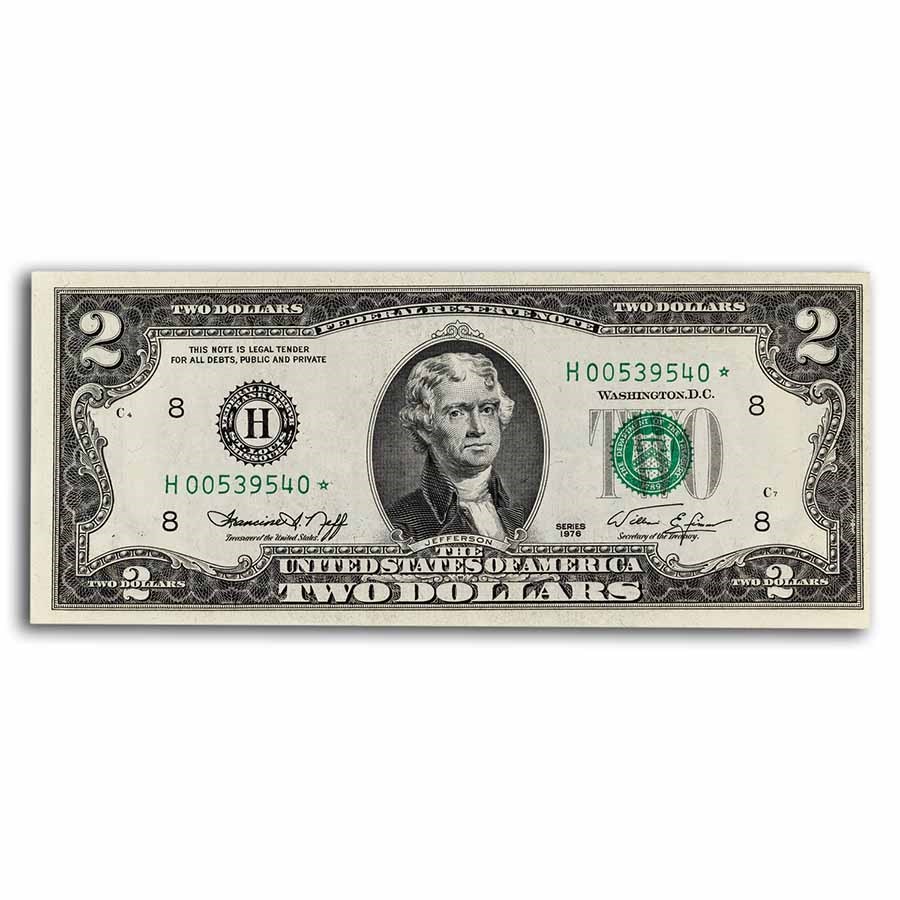 1976* (H-St. Louis) $2.00 FRN AU (Fr#1935-H*) Star Note