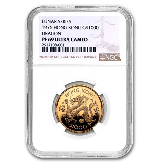 1976 Hong Kong Gold $1000 Year of the Dragon PF-69 NGC w/Box&COA 1976 Hong Kong Gold $1000 Year of the Dragon PF-69 NGC w/Box&COA