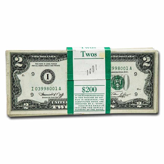 1976 (I-Minneapolis) $2.00 FRN CU(Fr#1935-I) 100 Consecutive 1976 (I-Minneapolis) $2.00 FRN CU(Fr#1935-I) 100 Consecutive