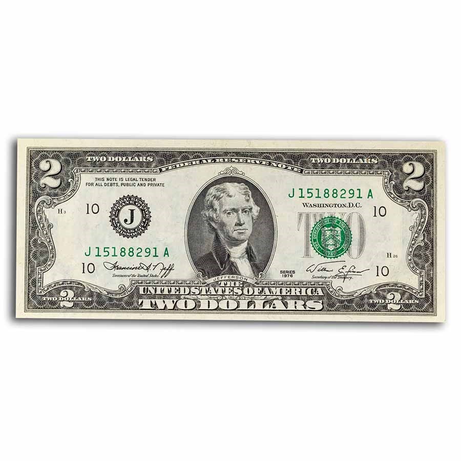 1976 (J-Kansas City) $2.00 FRN AU (Fr#1935-J)