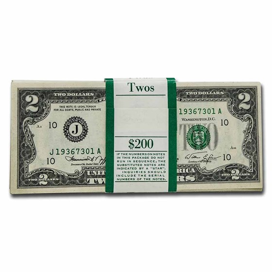 1976 (J-Kansas City) $2.00 FRN CU (Fr#1935-J) 100 Consecutive 1976 (J-Kansas City) $2.00 FRN CU (Fr#1935-J) 100 Consecutive