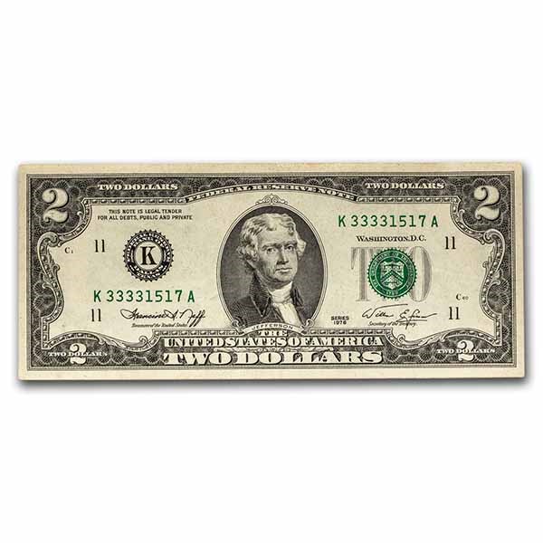 1976 (K-Dallas) $2.00 FRN AU (Fr#1935-K)