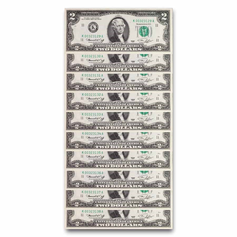 1976 (K-Dallas) $2.00 FRN CU (Fr#1935-K) 70 Consecutive
