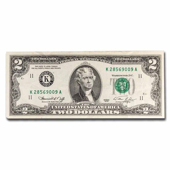1976 (K-Dallas) $2.00 FRN VF (Fr#1935-K)