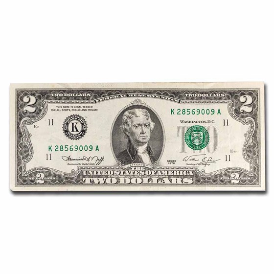 1976 (K-Dallas) $2.00 FRN VF (Fr#1935-K) 1976 (K-Dallas) $2.00 FRN VF (Fr#1935-K)
