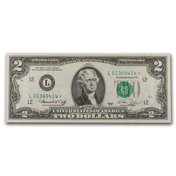 1976* (L-San Francisco) $2.00 FRN CU (Fr#1935-L*) Star Note 1976* (L-San Francisco) $2.00 FRN CU (Fr#1935-L*) Star Note