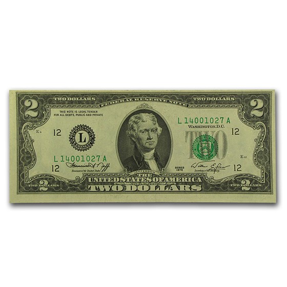 1976 (L-San Francisco) $2.00 FRN CU (Fr#1935-L) 1976 (L-San Francisco) $2.00 FRN CU (Fr#1935-L)