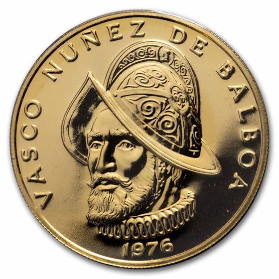 1976 Panama Gold 100 Balboas Vasco Núñez de Balboa BU