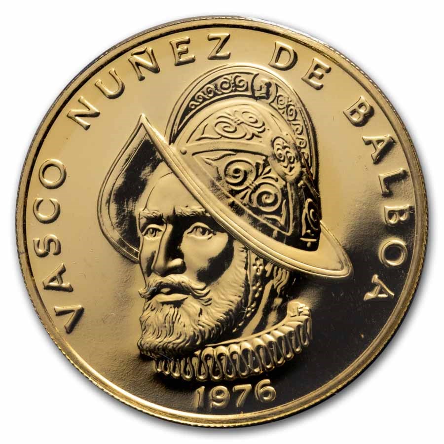 1976 Panama Gold 100 Balboas Vasco Núñez de Balboa BU