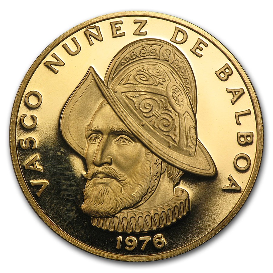1976 Panama Proof Gold 100 Balboas Vasco Núñez de Balboa