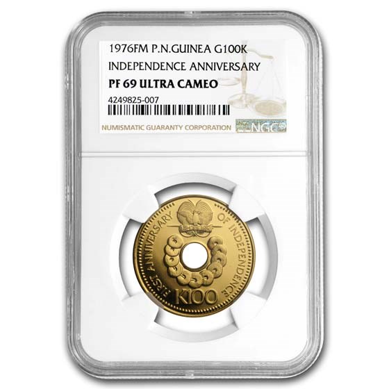 1976 Papua New Guinea Gold 100 Kina Independence PF-69 NGC 1976 Papua New Guinea Gold 100 Kina Independence PF-69 NGC