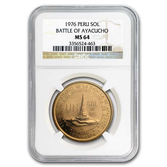 1976 Peru Gold Sol Battle of Ayacucho MS-64 NGC 1976 Peru Gold Sol Battle of Ayacucho MS-64 NGC