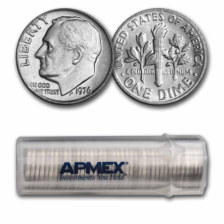 1976 Roosevelt Dime 50-Coin Roll BU