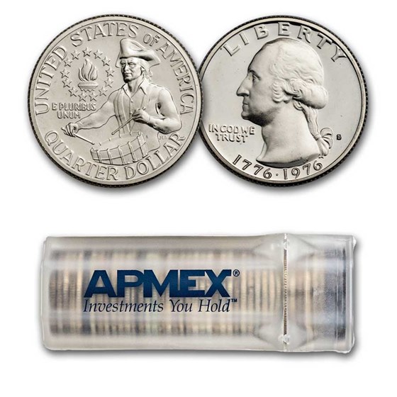 1976-S 40% Silver Washington Quarter 40-Coin Roll Proof 1976-S 40% Silver Washington Quarter 40-Coin Roll Proof
