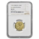1976 Turks & Caicos Gold 50 Crowns U.S. Bicentennial MS-70 NGC